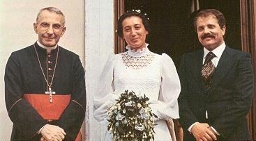 Cardinal Albino Luciani with his niece Pia the day of her marriage